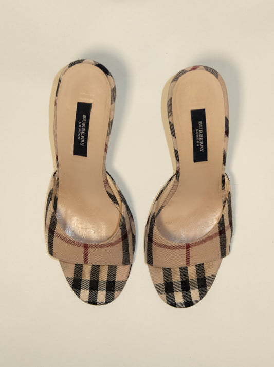 BURBERRY London Canvas Printed Slides (EU36)