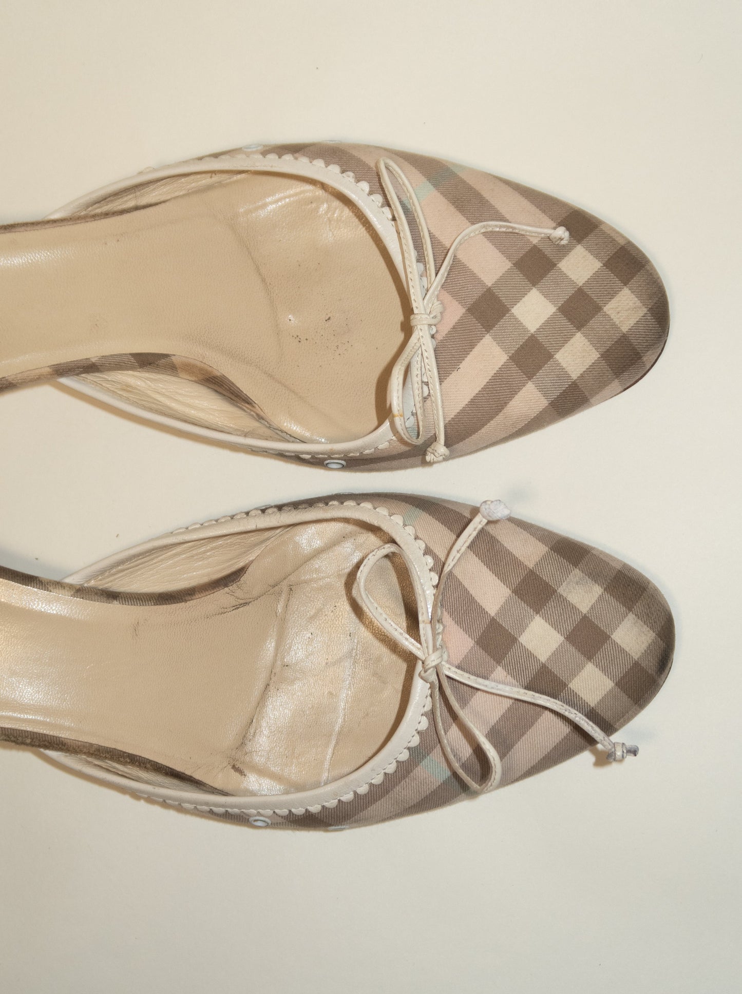 BURBERRY Pink & Grey Nova Check Mules (EU 39)